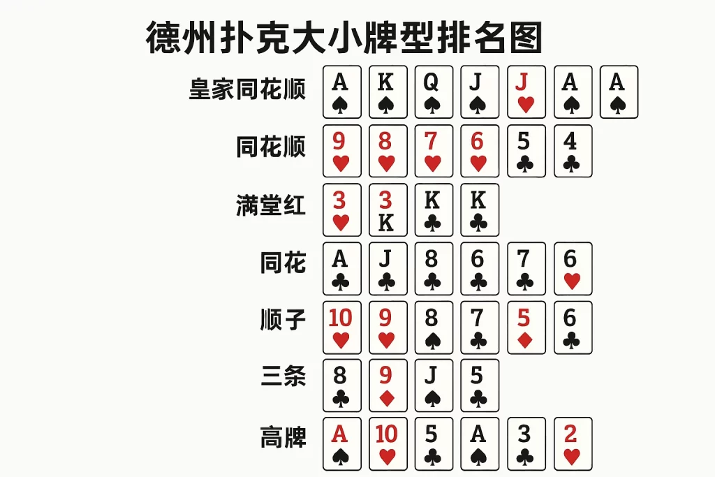 德州扑克大小牌型排名图
